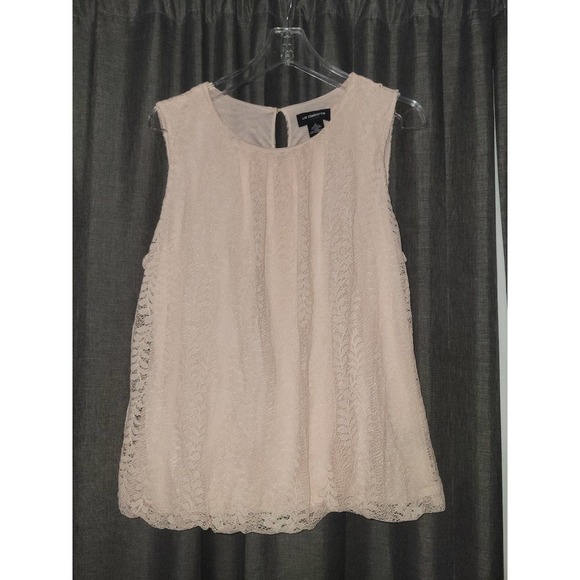 Womens dressy lace light pink tank top  large - Picture 1 of 4